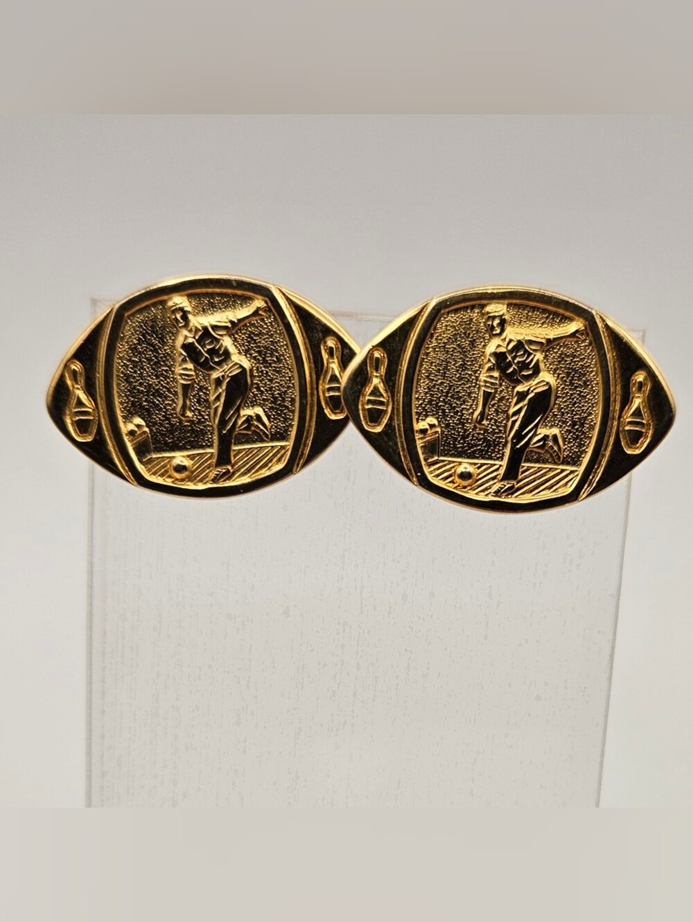 Gold Tone Cufflinks Bowling Bowler Player Gift